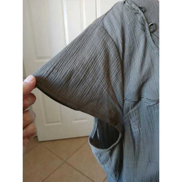 CJ Banks Blouse Womens 1X Top Short Sleeve Green Olive Scoop Neck - Picture 6 of 13